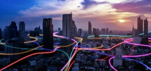 Schéma d'internet très haut débit - installation fibre optique entreprise